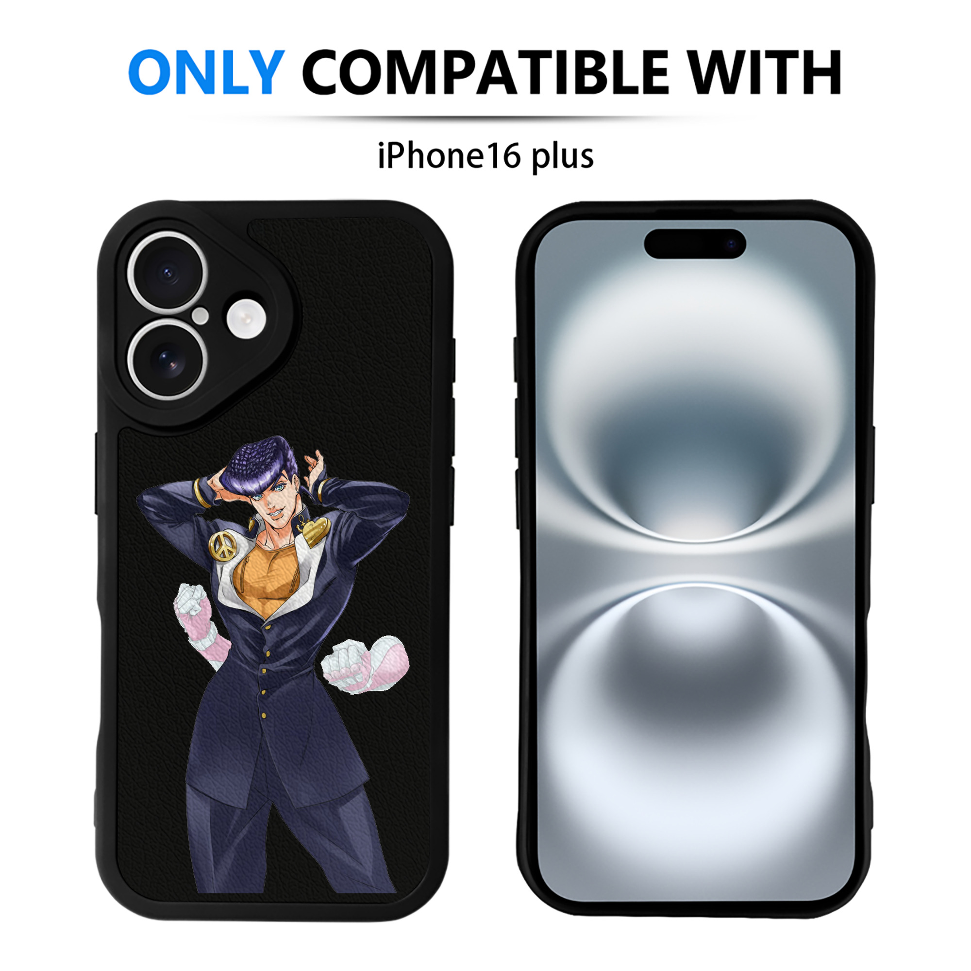 （画像用） ジョジョの奇妙な冒険 ひがしかた じょうすけ JoJo's Bizarre Adventure Higashikata Josuke 【iPhone 16シリーズ対応】シリコンスマホケース（レザー調） 材質：シリコン